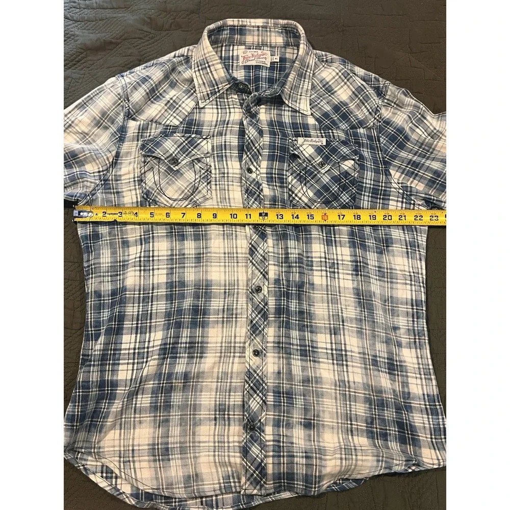 True Religion Men's Pearl Snap Flannel Shirt Xl